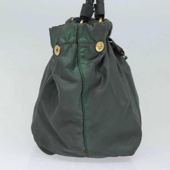PRADA Hand Bag Nylon 2way Khaki Gold Auth - Picture 4 of 16